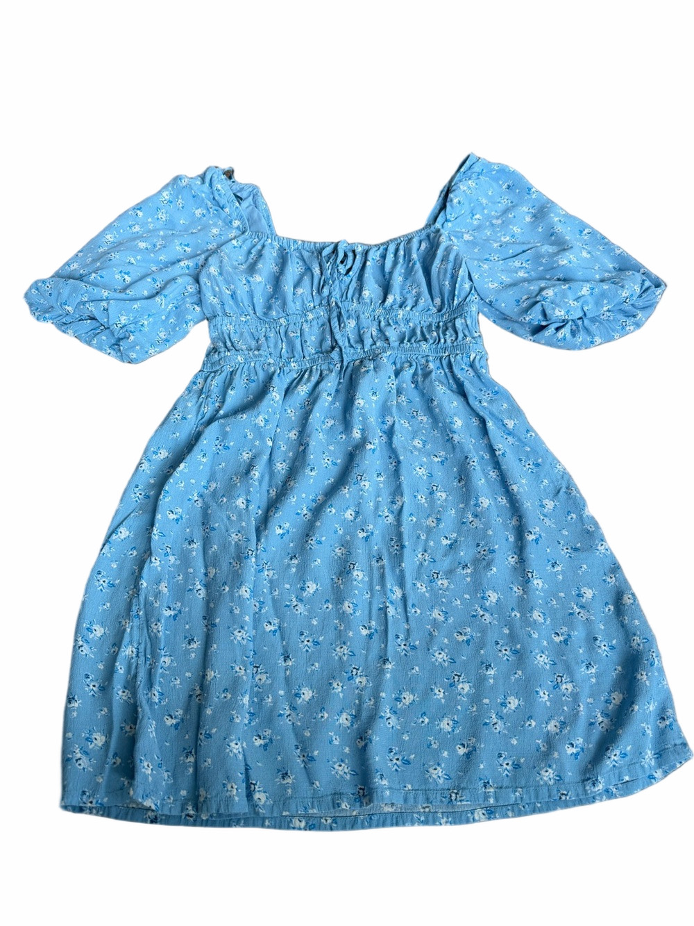 Bikbok Women’s Light Blue Floral Puff-Sleeve Dress